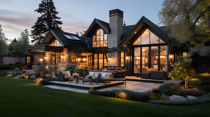 Beautiful modern house style luxury home exterior Generative AI