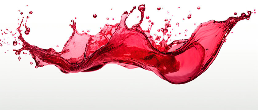 Red wine splash on white background.