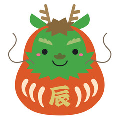 2024年 辰年 干支だるま マークアイコン イラスト/ 赤