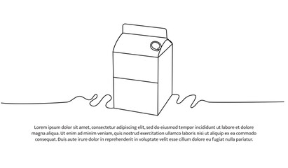 Packaged milk one continuous line design. Decorative elements drawn on a white background.