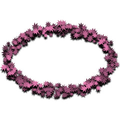 oval pink maple leaf wreath element design 
