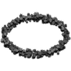 oval monochrome maple leaf wreath element design 
