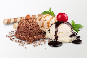 Tasty sweet cold Ice cream chocolate desserts