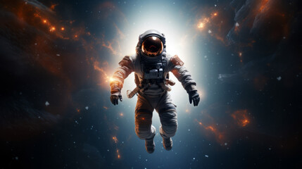 Fototapeta na wymiar astronaut or spaceman floating in space