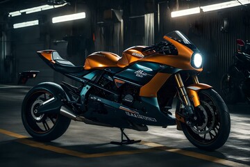 A -style sports bike, showcasing the bike's mechanical components and raw aesthetics.