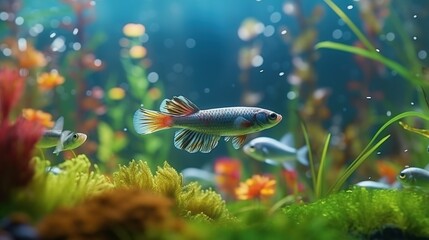 guppy fish in the aquarium colorfull
