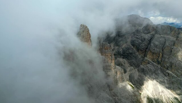 Mountains immersed in fog