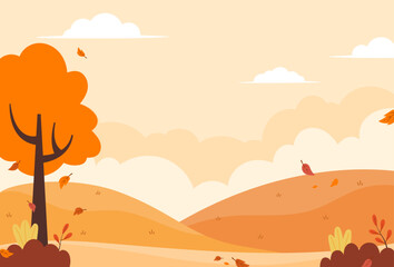 Fototapeta na wymiar Flat design of natural autumn landscape vector illustration