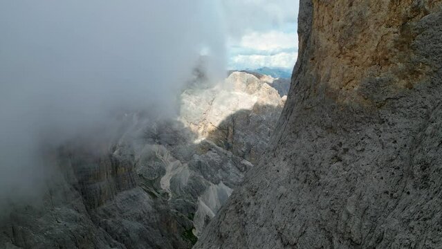 Mountains immersed in fog