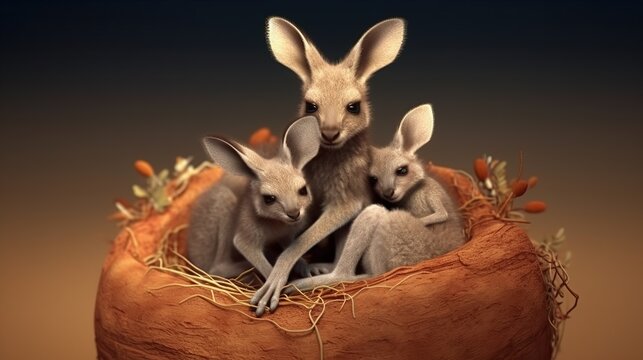 kangaroo cubs in their mothers pouch