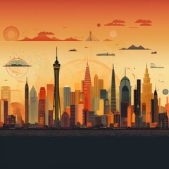 Iconic City Skyline Patterns