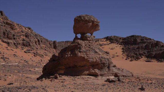 Rock formation with hedgehog shape Tassili N'Ajjer Tadrart Rouge Algeria