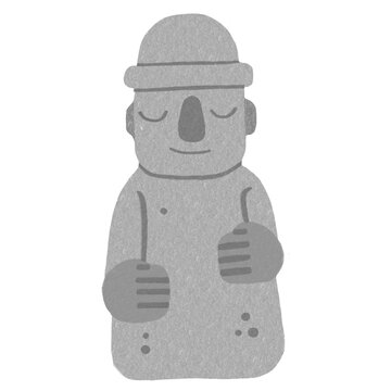 Korean Jeju Island Dol Hareubang Rock Statues Illustration Hand Drawn Doodles