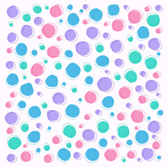 Beautiful multi-colored circle pattern with circle outline on top. Design for fabric patterns, bags, clothes, book covers, brochures, textiles, garments.