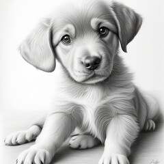 "Captivating pencil art of adorable puppy - a masterpiece!"