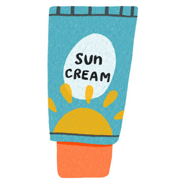 Bathroom Skincare Sun Cream Protection Illustration Hand Drawn Decorative Doodles