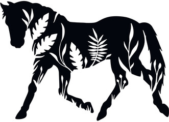 Horse - Floral Animals Vector, Cut Stencil, Laser Cut