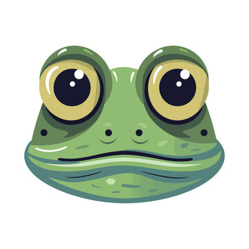 Frog head logo design. Cute frog face isolated.
