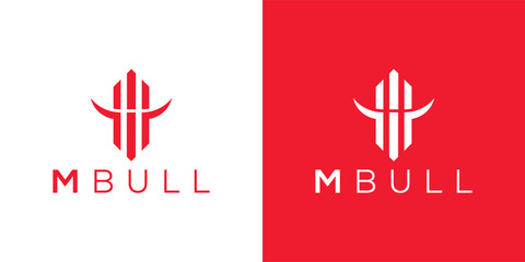 Obraz premium Trendy and Professional letter M bull head logo design vector template