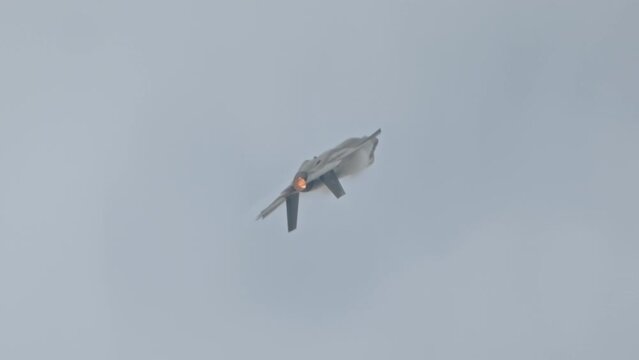 US Airforce F-35 stealth fighter jet during high speed flight 