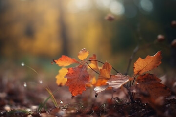 Autumn or fall seasonal colorful leaves and trees. Generative AI