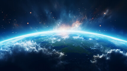 Fototapeta na wymiar Cinematic shot of planet earth globe clouds and space