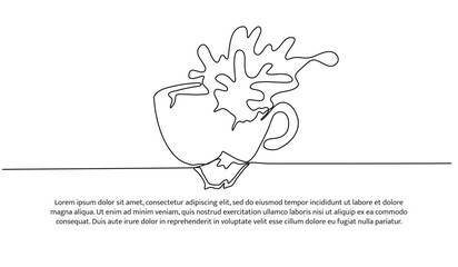 Coffee splash one continuous line design. Decorative elements drawn on a white background.