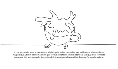 Coffee splash one continuous line design. Decorative elements drawn on a white background.