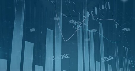 Animation of multiple graphs and numbers changing over data center room - Powered by Adobe