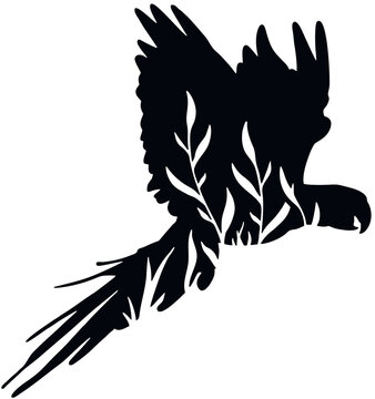 Parrot - Floral Animals Vector, Cut Stencil, Laser Cut