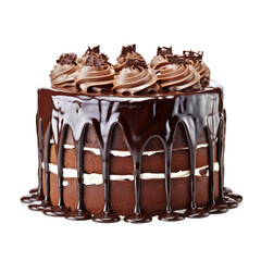 chocolate cake isolated on transparent background cutout