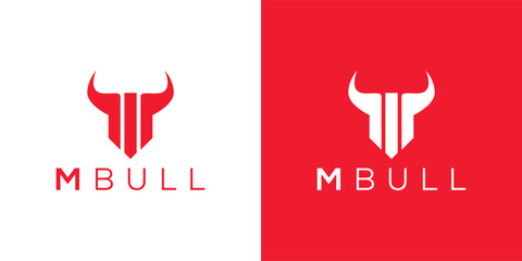 Trendy and Professional letter M bull head logo design vector template