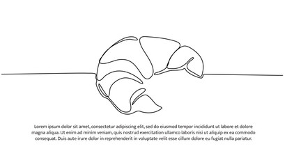 Croissant one continuous line design . Decorative elements drawn on a white background.