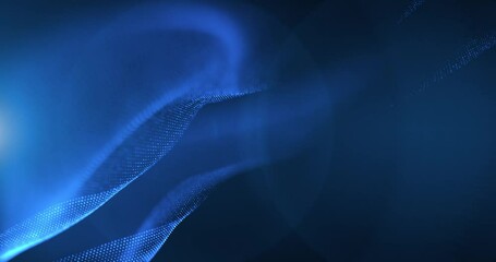 Abstract glowing wave from of particles and dots moves on a blue background, big data visualization, futuristic and digital background, 3D, 4K, seamless loop - Powered by Adobe