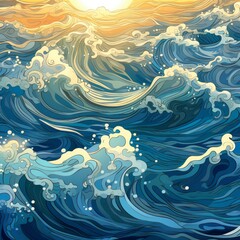 Fototapeta na wymiar Sunlit Ocean Pattern