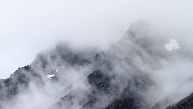 Cloud swirling around mountains, Sarek, Sweden