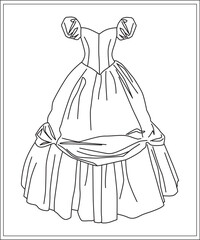 Girl dress or gown coloring book page for girl children