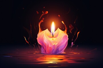 Illustration of a  candle burning brightly