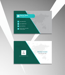 Modern and simple business card design with white and green color, Clean and modern business card template

