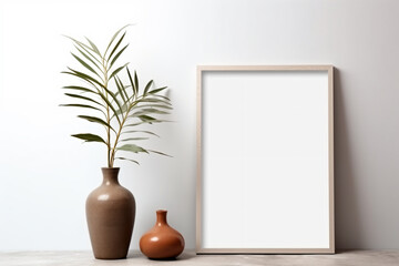 Empty vertical frame mockup in modern minimalist - Generative AI