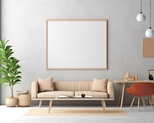 Frame mockup in modern office interior background - Generative AI
