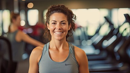 Fototapeta premium Portrait of healthy woman in gym