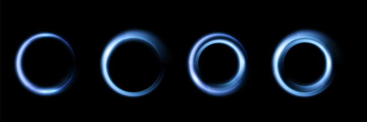 Neon magic circle.Futuristic light circle for background.Light frame.Vector.Magic portal