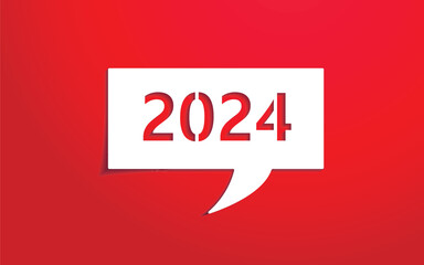 Happy new year 2024 greeting. Minimalist paper cut banner design. Vector illustration.