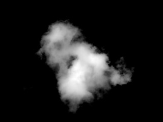 Set of white clouds or fog for design isolated on black background.	

