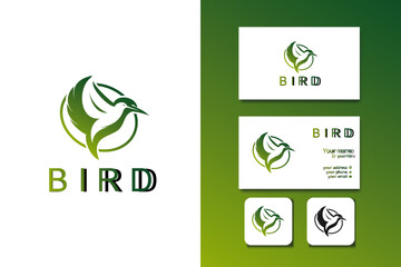 bird logo design vector template with editable text