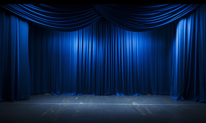 blue stage curtains
