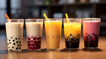 Glass of bubble tea. Ai generation.