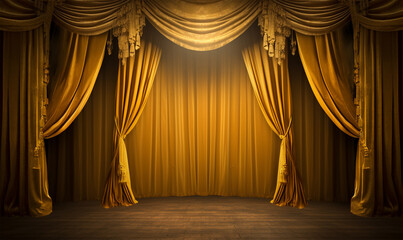 gold stage curtains