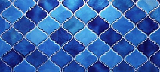 Abstract blue geometric moroccan marrakech tiles wallpaper texture background banner pattern -Vintage retro concrete stone ceramic cement tiles wall (Generative Ai)